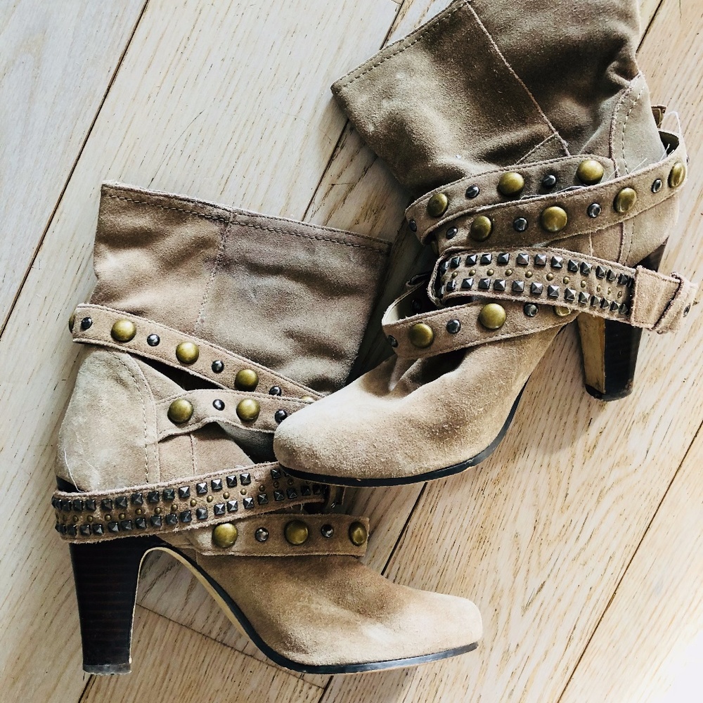 Dolce Vita Suede Heeled Booties with Embellishment